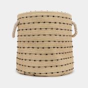 Cesta para ropa beige con líneas negras 30,5 x 30,5 cm