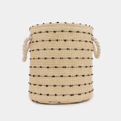 Cesta para ropa beige con líneas negras 26 x 25,5 cm