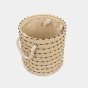 Cesta para ropa beige con líneas negras 26 x 25,5 cm
