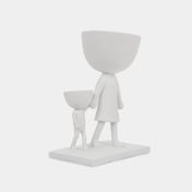 Maceta doble madre con hijo 21,5 x 16,5 x 10 cm blanca