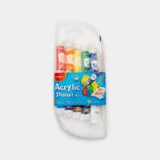 Acrílicos 10 ml x 10 colores con estuche, pincel y paleta keyroad