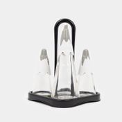 Set para aderezos 4 piezas en vidrio con soporte