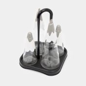 Set para aderezos 4 piezas en vidrio con soporte