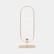 Portavela metálico dorado en óvalo de 34.6 x 14 cm