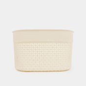 Cesta beige para ropa, 15.2 x 27 x 21 cm