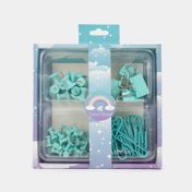 Set turquesa de clips, chinches y manecillas x 85 piezas
