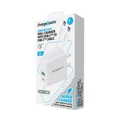 Cargador de pared de 20 W con cable tipo-C, blanco