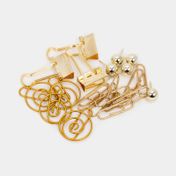 Kit de papelería clips, manecillas y chinches, 65 piezas