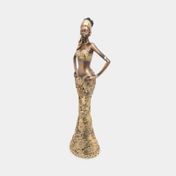 Figura de mujer con vestido 44 x 14,9 x 10,2 cm dorado