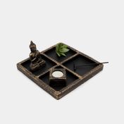 Jardín zen buda con planta y portavela 11,5 x 23,2 cm
