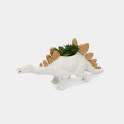 Figura de dinosaurio con plantas blanco 12 x 29,5 x 6,4 cm
