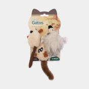 Ratones de juguete para gato x 3 unidades, beige