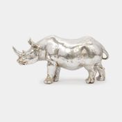 Figura de rinoceronte 10,7 x 21,7 cm plateado