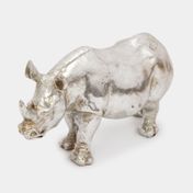 Figura de rinoceronte 10,7 x 21,7 cm plateado