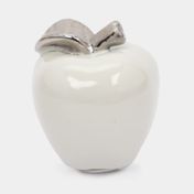Figura de manzana 9 x 8 cm blanco con plateado