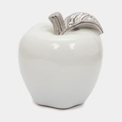 Figura de manzana blanca con plateado 14 x 13 cm