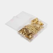 Set dorado de clips, chinches y manecillas x 200 piezas