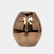 Portavela de rostro bronce metalizado 11,5 x 10 x 10 cm