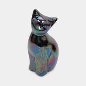 Figura gato sentado en porcelana, iridiscente