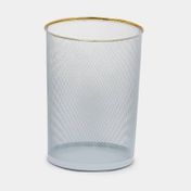 Caneca metálica con borde dorado y malla de 35,5 x 28,1 cm