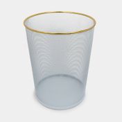 Caneca metálica con borde dorado y malla de 35,5 x 28,1 cm