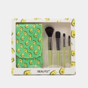 Set de brochas para maquillaje x4 piezas con estuche