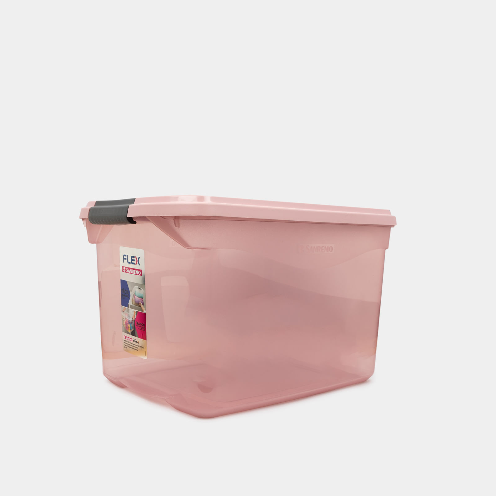 Caja organizadora plástica de 26 litros con tapa, rosado