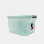 Caja organizadora plástica de 26 litros con tapa, verde menta