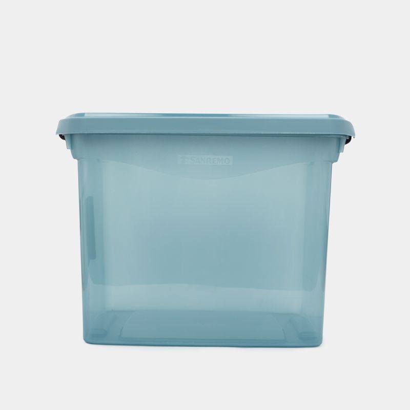 Caja organizadora plástica de 11 litros con tapa, azul grisáceo