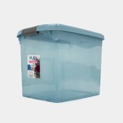 Caja organizadora plástica de 11 litros con tapa, azul grisáceo