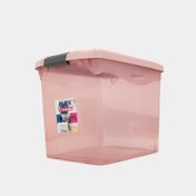 Caja organizadora plástica de 11 litros con tapa, rosado