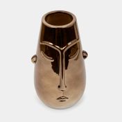 Jarrón de rostro bronce metalizado 21,5 x 13 x 13 cm