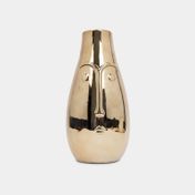 Jarrón de rostro mujer dorado 29,5 x 13,5 x 14,5  cm