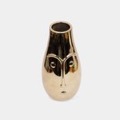 Jarrón de rostro mujer dorado 29,5 x 13,5 x 14,5  cm