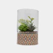 Planta artificial con maceta en cerámica