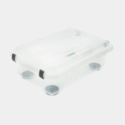 Caja organizadora plástica de 8.6 litros con tapa, transparente