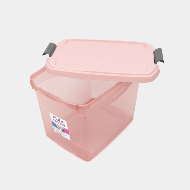 Caja organizadora plástica de 11 litros con tapa, rosado