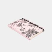 Libreta ejecutiva rosada con rosas negras de 14 x 20 cm
