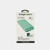 Batería portable USB/USB-C Charge Worx color menta de 10.000 mAh
