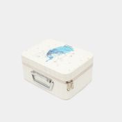 Neceser blanco con diseño de pavo real de 11.7 x 24.5 x 19 cm