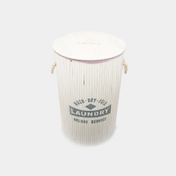 Cesta para ropa circular armable con tapa, 60 x 38.4 cm