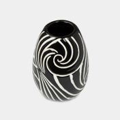 Florero de 20,5 x 14 x 14 cm negro con blanco