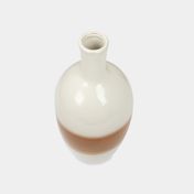 Florero de 31 x 13,5 cm blanco con café