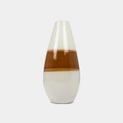 Florero de 34 x 15 cm blanco con café