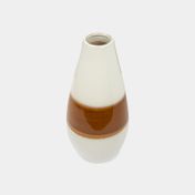 Florero de 34 x 15 cm blanco con café