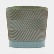 Matera circular verde oscuro de 12 x 13.5 cm en cerámica con diseño de zig zag