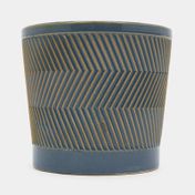 Matera circular con zig zag azul oscuro de 10 x 10.9 cm