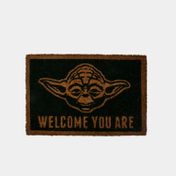 Tapete de bienvenida negro de 40 x 60 cm con la imagen de Yoda