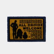 Tapete de bienvenida amarillo de 40 x 60 cm con androides de Star Wars