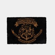 Tapete de bienvenida negro de 40 x 60 cm con el escudo de Hogwarts